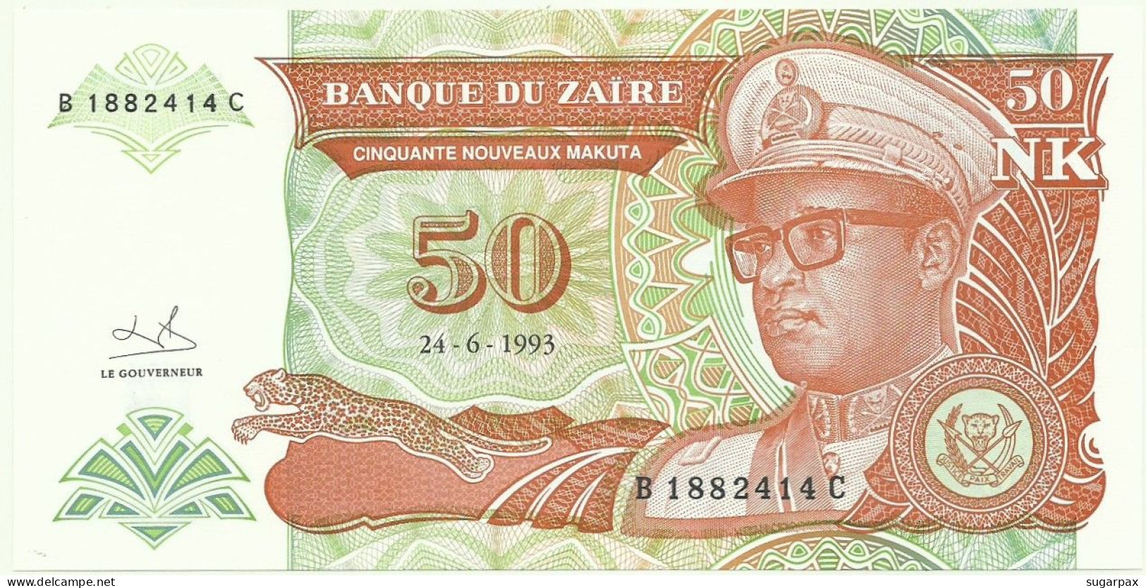 Zaire - 50 Nouveaux Makuta - 24.6.1993 - Unc. - Pick 51 -  Serie B / C - Mobutu - Zaire