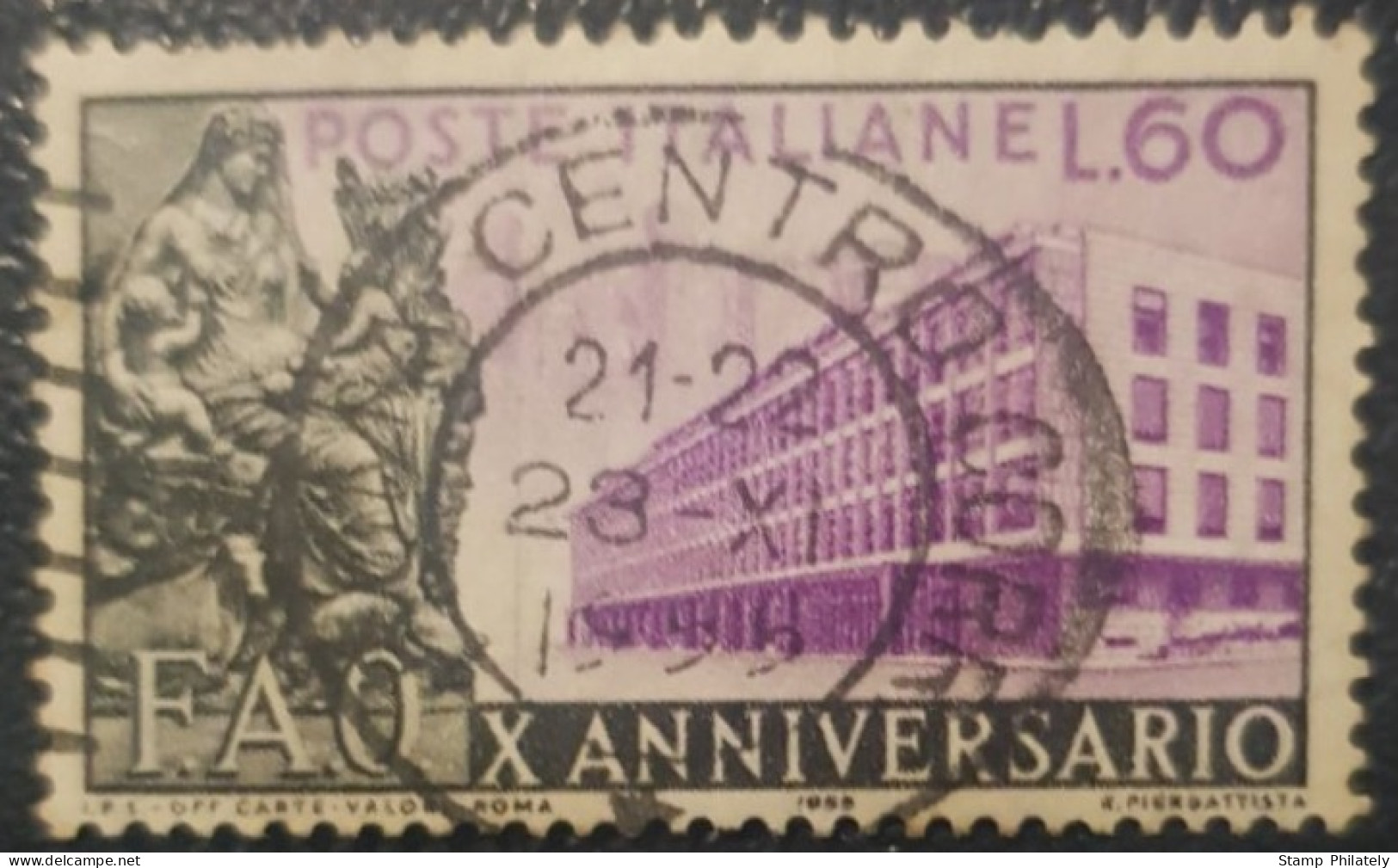 Italy 60L Used Postmark SON Stamp 1955 Roma Cancel - 1946-60: Oblitérés