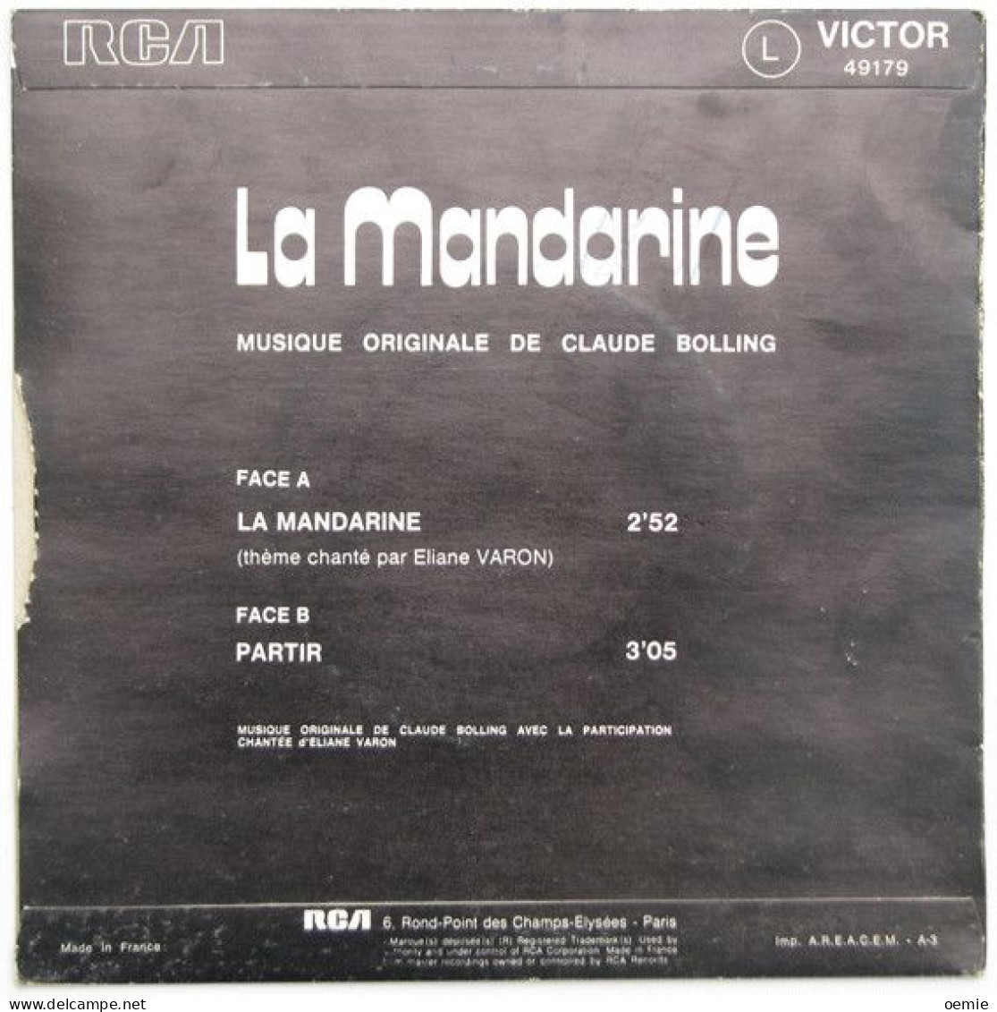 LA MANDARINE  BANDE ORIGINALE DU FILM DE EDOUAR MOLINARO - Filmmusik