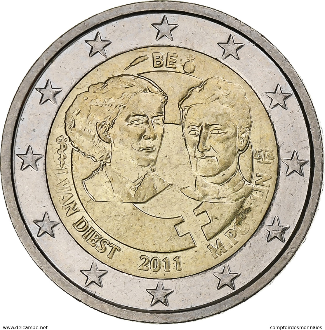 Belgique, Albert II, 2 Euro, Women's Day, 2011, Bruxelles, SUP, Bimétallique - België
