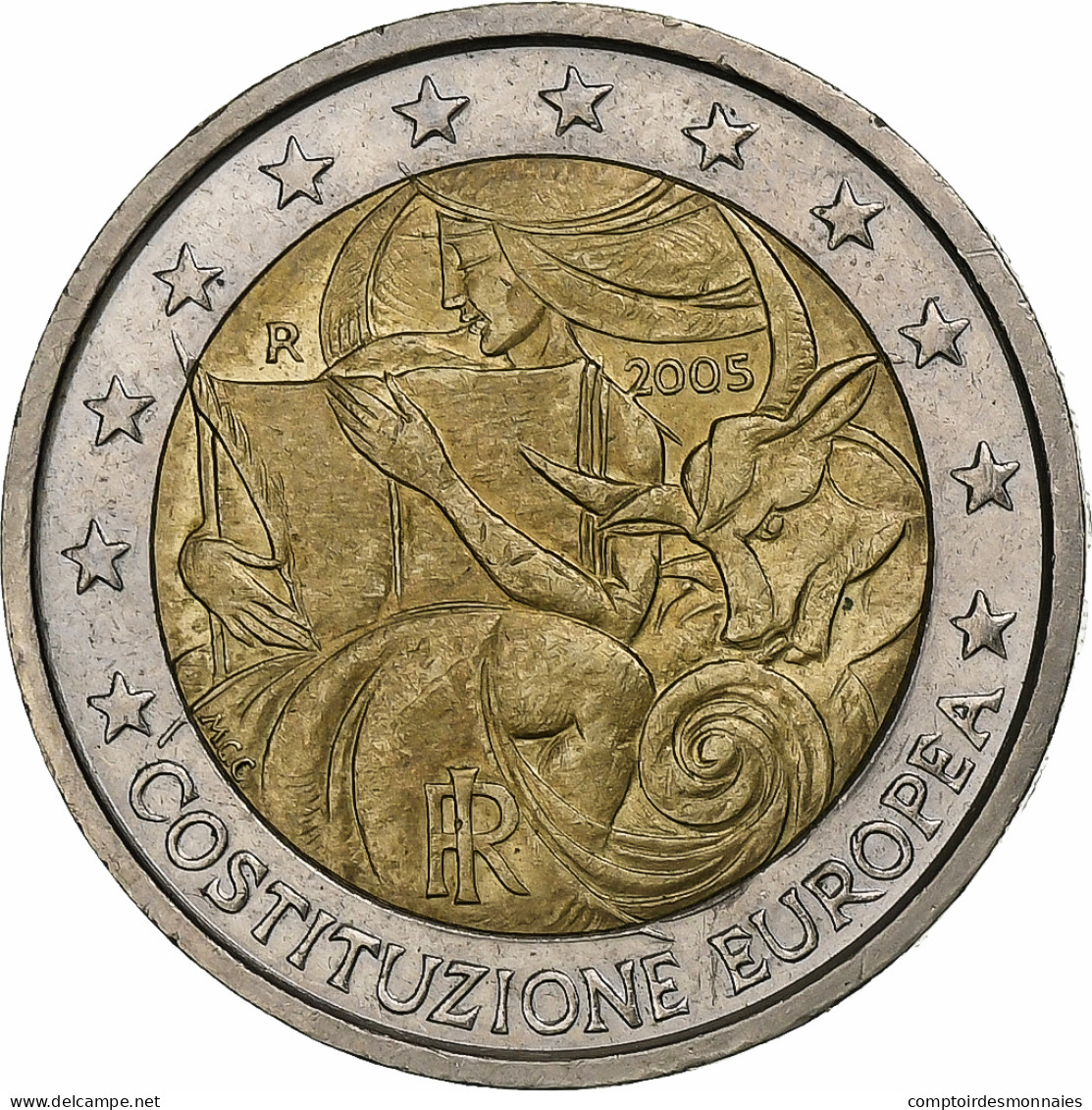 Italie, 2 Euro, 2005, Rome, Constitution Europeen, SUP, Bimétallique, KM:217 - Italien