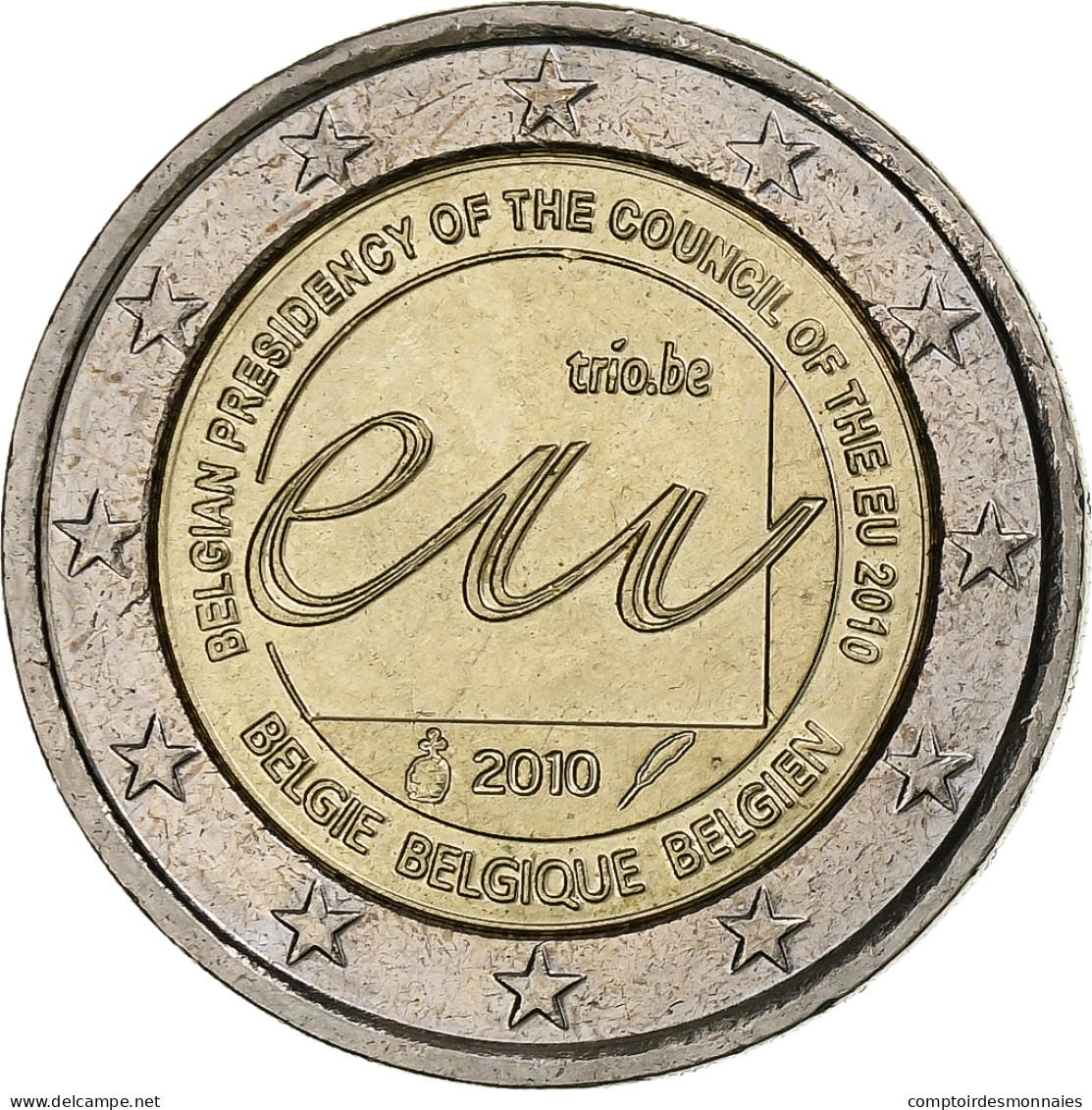 Belgique, Albert II, 2 Euro, EU Council Presidency, 2010, SUP, Bimétallique - Belgique