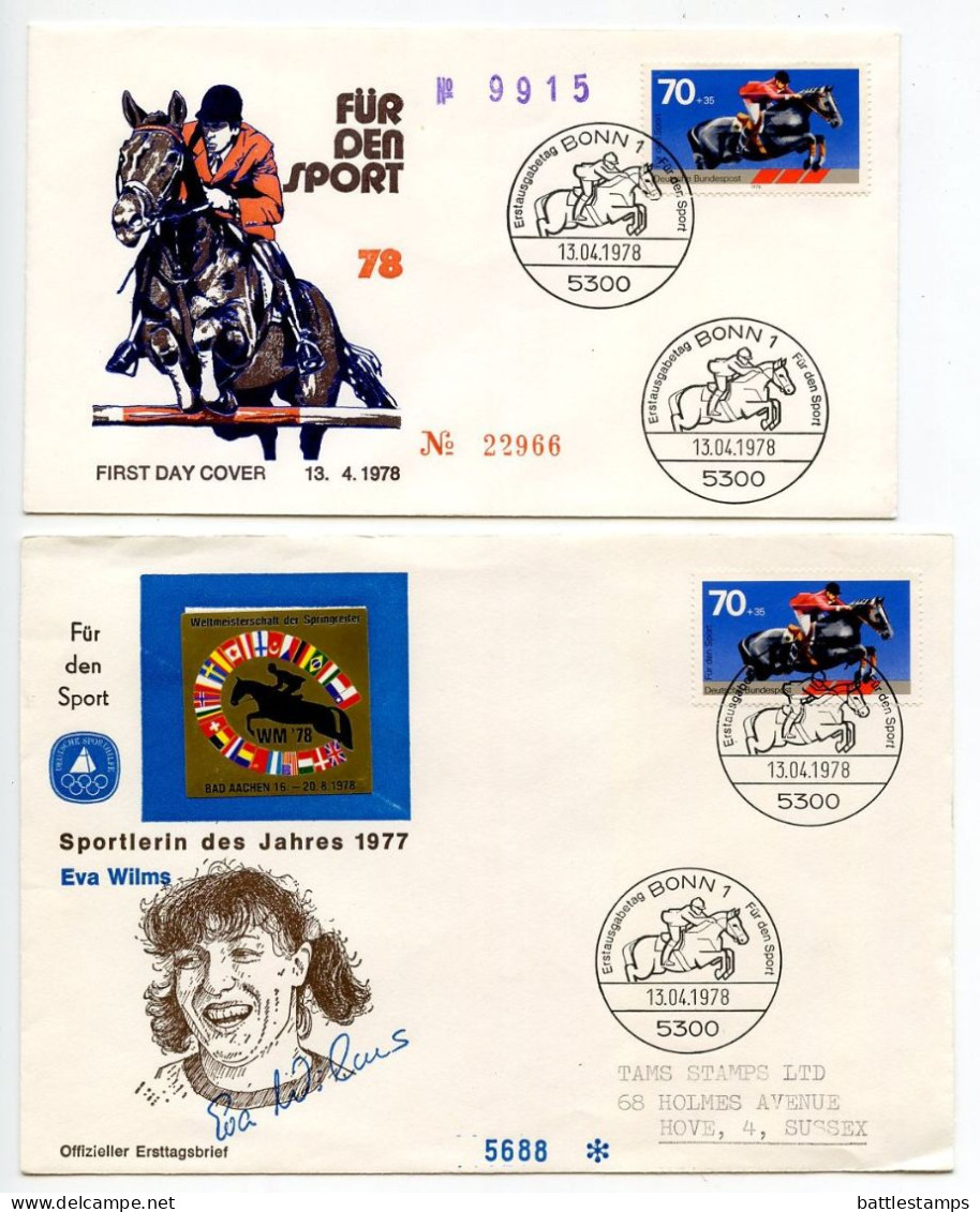 Germany, West 1978 2 FDCs Scott B548 Steeplechase - 1971-1980