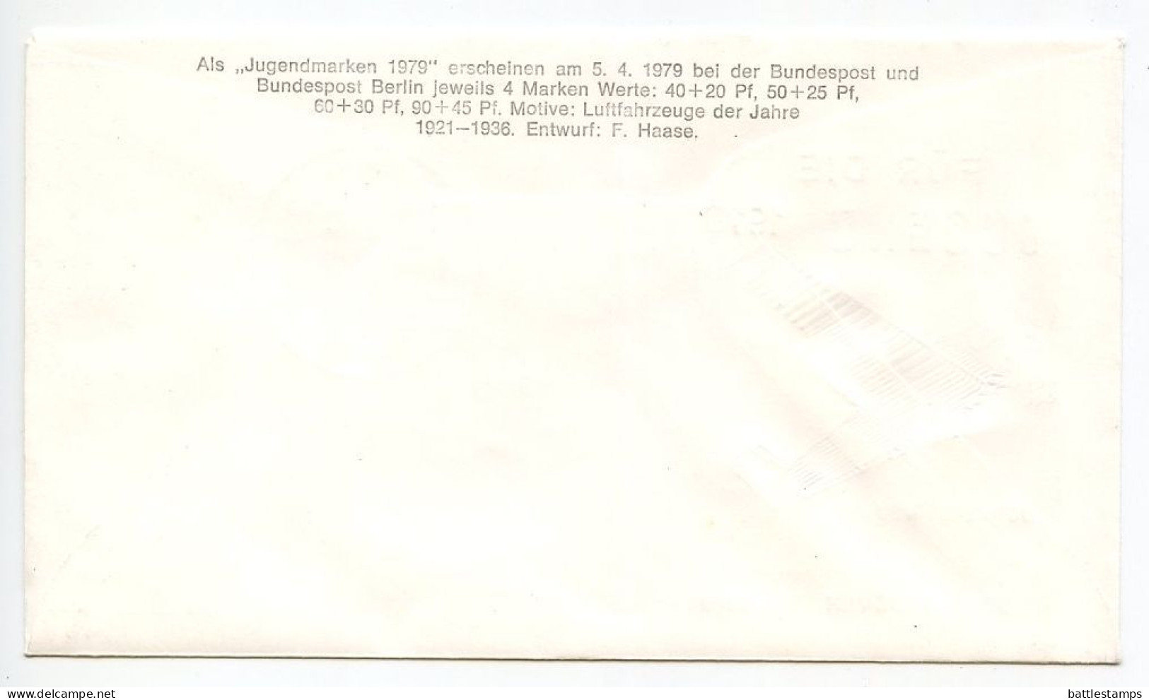 Germany, West 1979 FDC Scott B558-B561 Airplanes - Dornier Wal, Heinkel HE70, Junkers W33, Focke-Wulf FW61 - 1971-1980