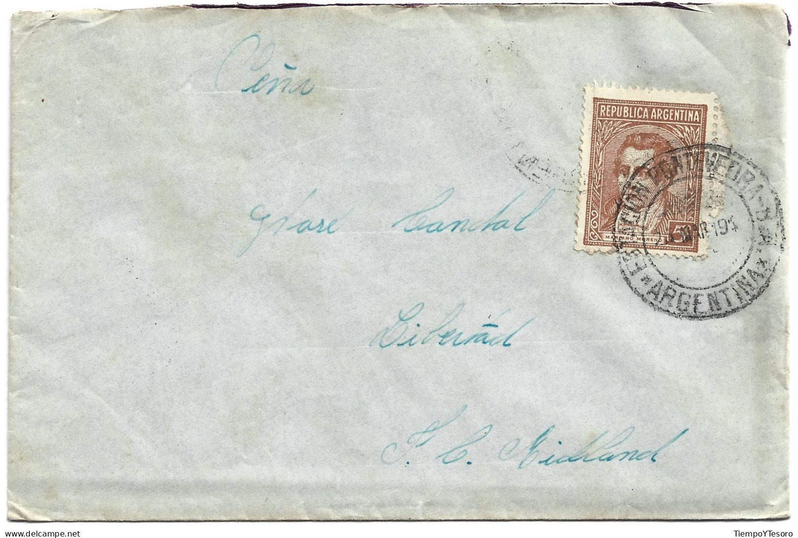 Postcard - Argentina, Buenos Aires, Mariano Moreno Stamp, 1940, N°1545 - Brieven En Documenten