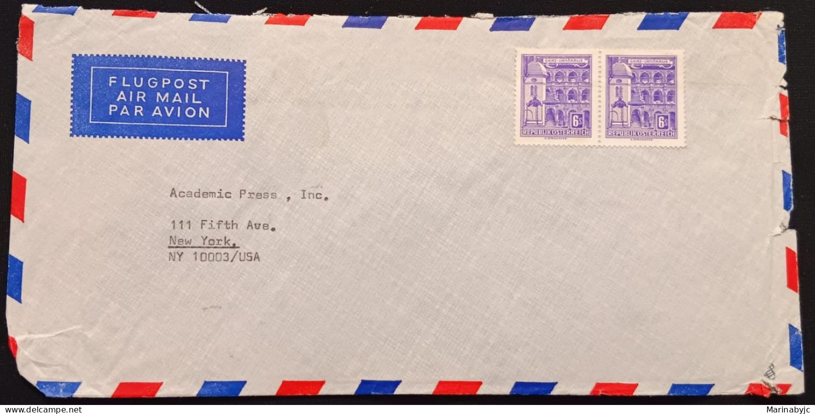 DM)1960, AUSTRIA, LETTER SENT TO U.S.A, AIR MAIL, WITH STAMPS MONUMENTS THE PARLIAMENT OF GRAZ, XF - Autres & Non Classés