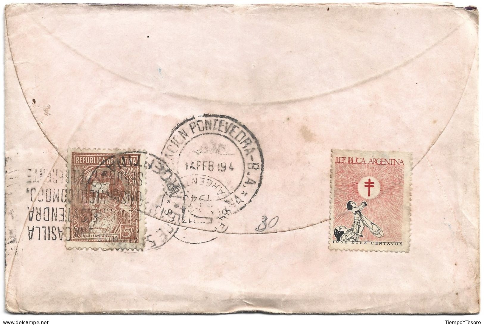 Postcard - Argentina, Buenos Aires, Mariano Moreno Stamp, 1940, N°1550 - Briefe U. Dokumente