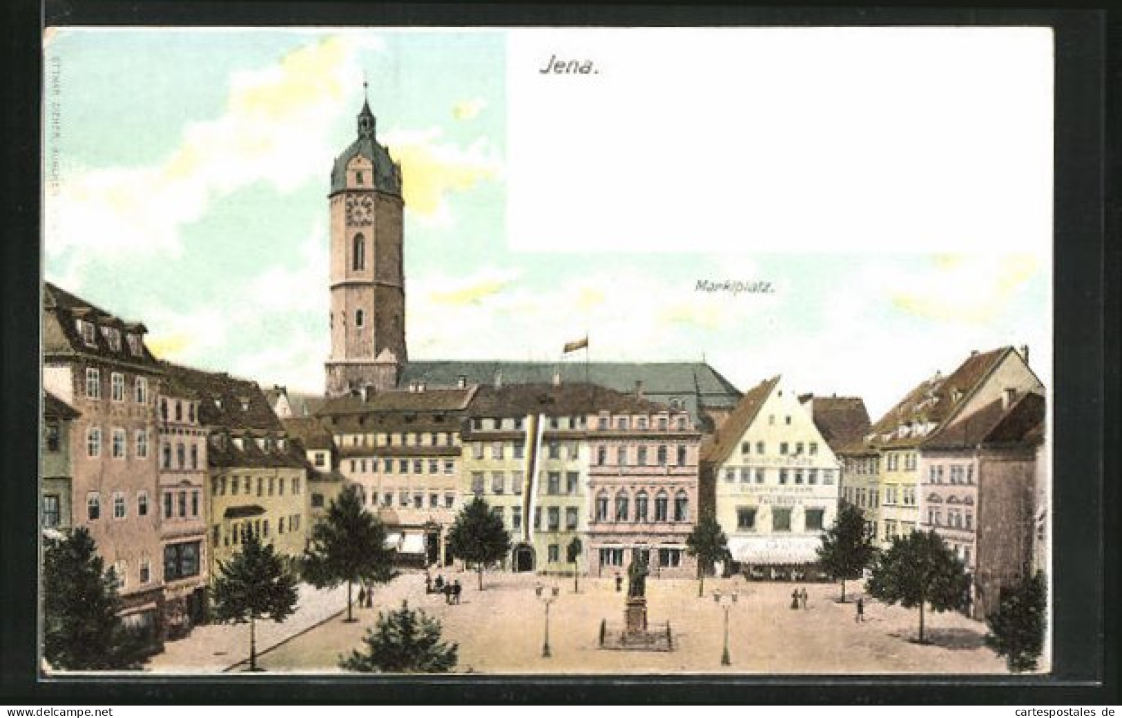 AK Jena, Marktplatz Mit Weinhandlung Und Denkmal  - Jena