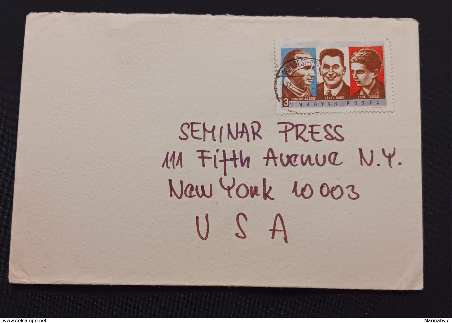 DM)1975, HUNGARY, LETTER SENT TO THE U.S.A, WITH STAMP JOZSEF BOCZTOR, IMRE BÉKÉS AND TAMAS ELEK, PARTISAN FOR FRANCE IN - Sonstige & Ohne Zuordnung