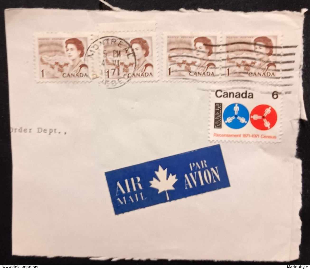DM)1971, CANADA, CIRCULATED LETTER, AIR MAIL, WITH CANADA CENTENARY STAMP, ELIZABETH II, NORTHERN LIGHTS AND SLED, 2 CAR - Sonstige & Ohne Zuordnung