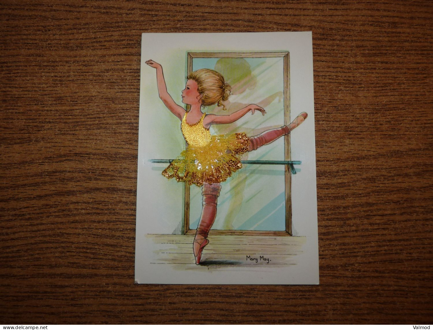 Carte Brodée Jeune Danseuse Tutu Jaune Brodé/tissu - Voir Détails Sur Photos - 10,5x15 Cm. - Bordados