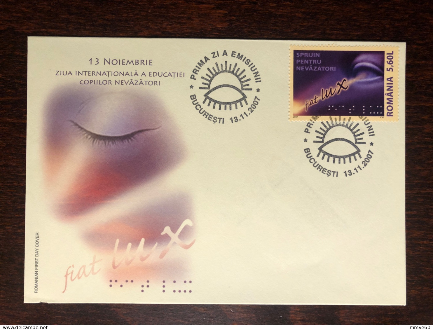 ROMANIA FDC COVER 2007 YEAR BLINDNESS BLIND BRAILLE HEALTH MEDICINE STAMPS - FDC