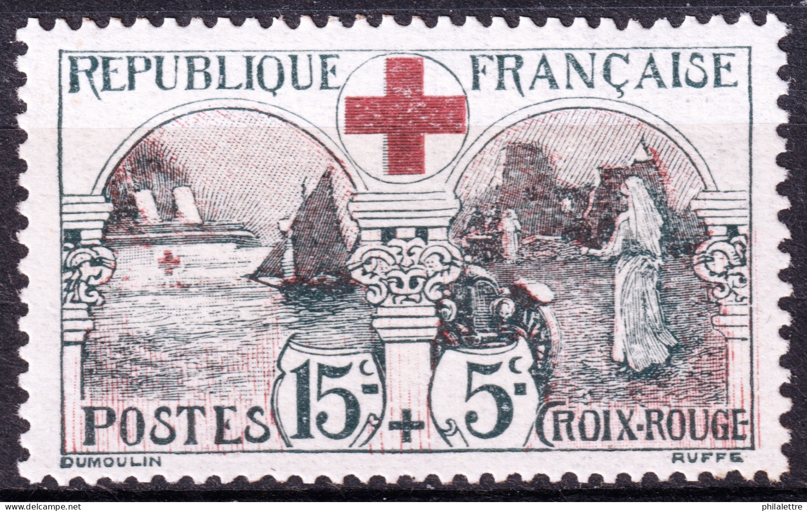 FRANCE - 1918 - 15c+5c Croix-Rouge Yv.156 Signé Calves Neuf* (défauts Sur La Gomme) (c.140€) - Unused Stamps