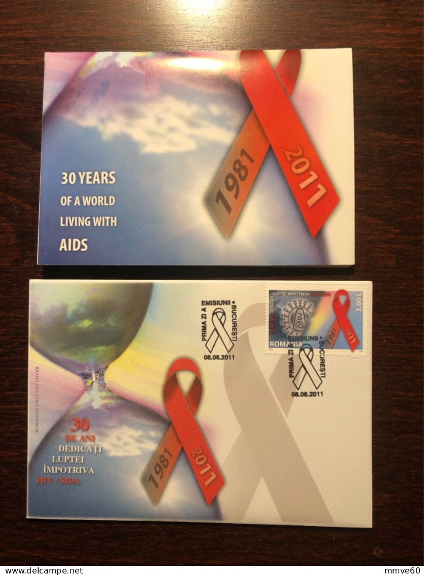 ROMANIA FDC COVER 2011 YEAR AIDS SIDA HEALTH MEDICINE STAMPS - FDC