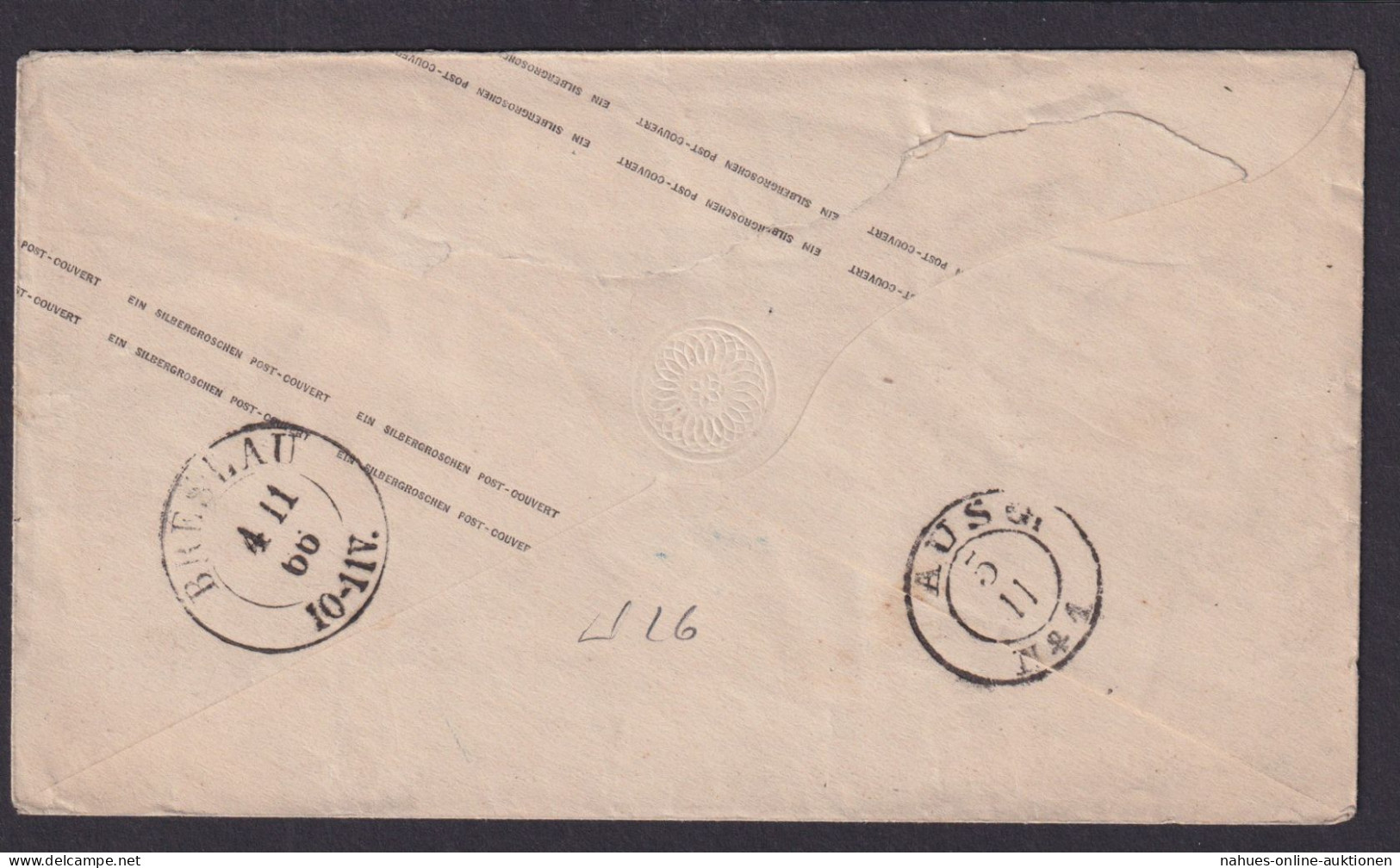 Altdeutschland Preussen Ganzsache 1 Sgr. K2 Trachenberg Niederschlesien Breslau - Postal  Stationery