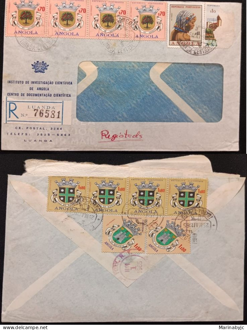 DM)1965, ANGOLA, CIRCULATED COVER, REGISTERED MAIL, WITH STAMPS SHIELD OF CITIES AND PROVINCES, QUIBAXE, WOMEN OF ANGOLA - Angola