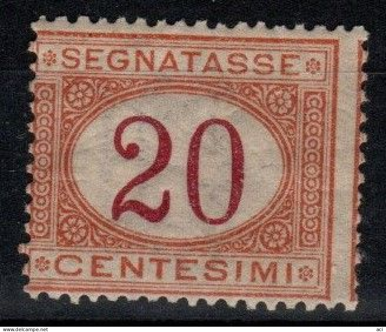 Italy S 22  1890-94 Postage Due 20c Orange And Carmine,Mint Never Hinged - Marcophilie