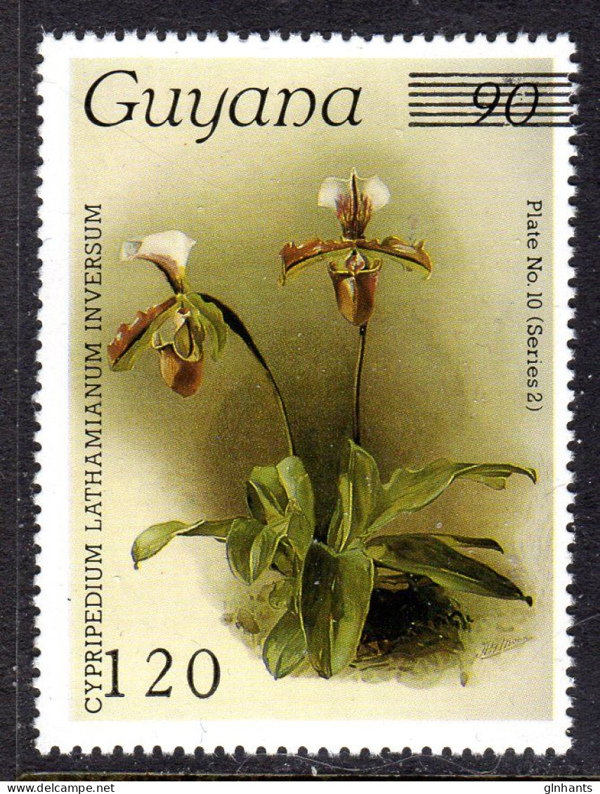 GUYANA - 1988 REICHENBACHIA ORCHIDS 120 ON 90 OVERPRINT PLATE 10 SERIES 2 FINE MNH ** SG 2423 - Guyana (1966-...)