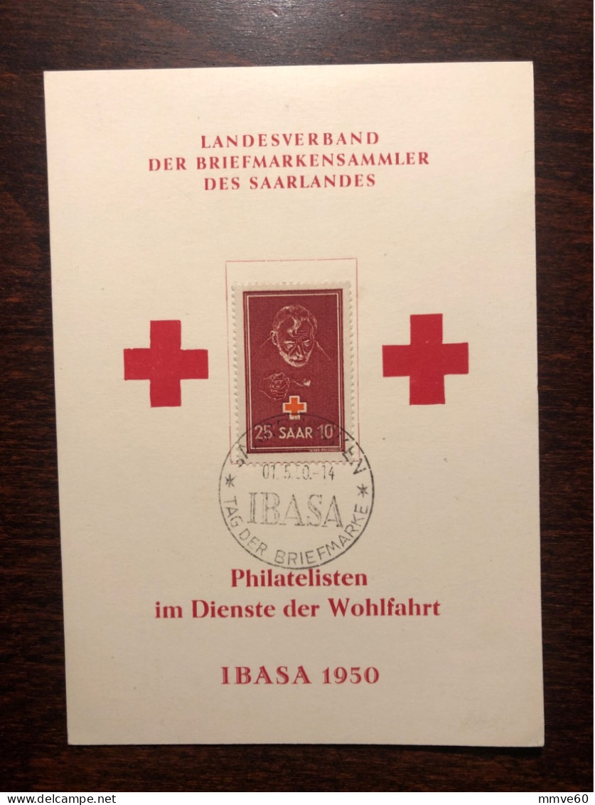 SAAR FDC CARD 1950 YEAR RED CROSS HEALTH MEDICINE STAMPS - FDC