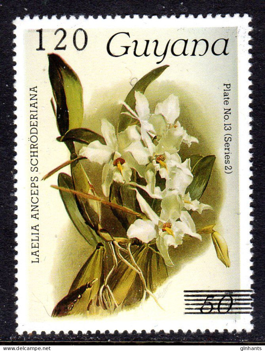 GUYANA - 1988 REICHENBACHIA ORCHIDS 120 ON 50 OVERPRINT PLATE 13 SERIES 2 FINE MNH ** SG 2385 - Guyana (1966-...)