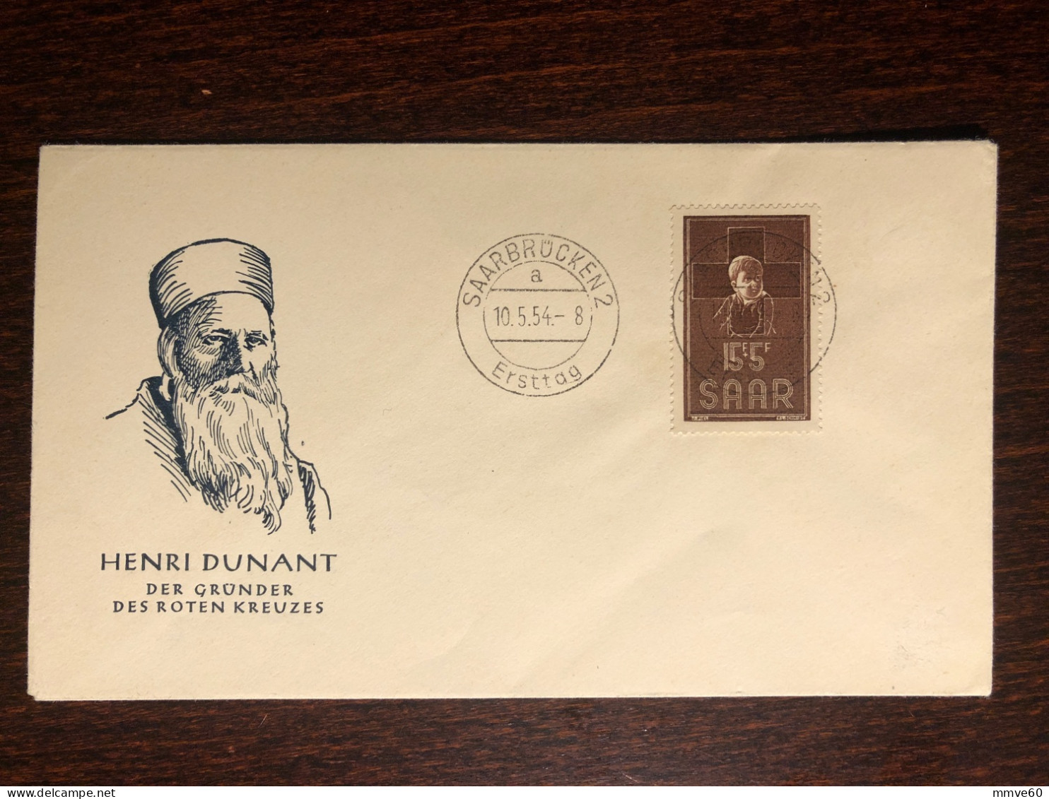 SAAR FDC COVER 1954 YEAR RED CROSS DUNANT HEALTH MEDICINE STAMPS - FDC