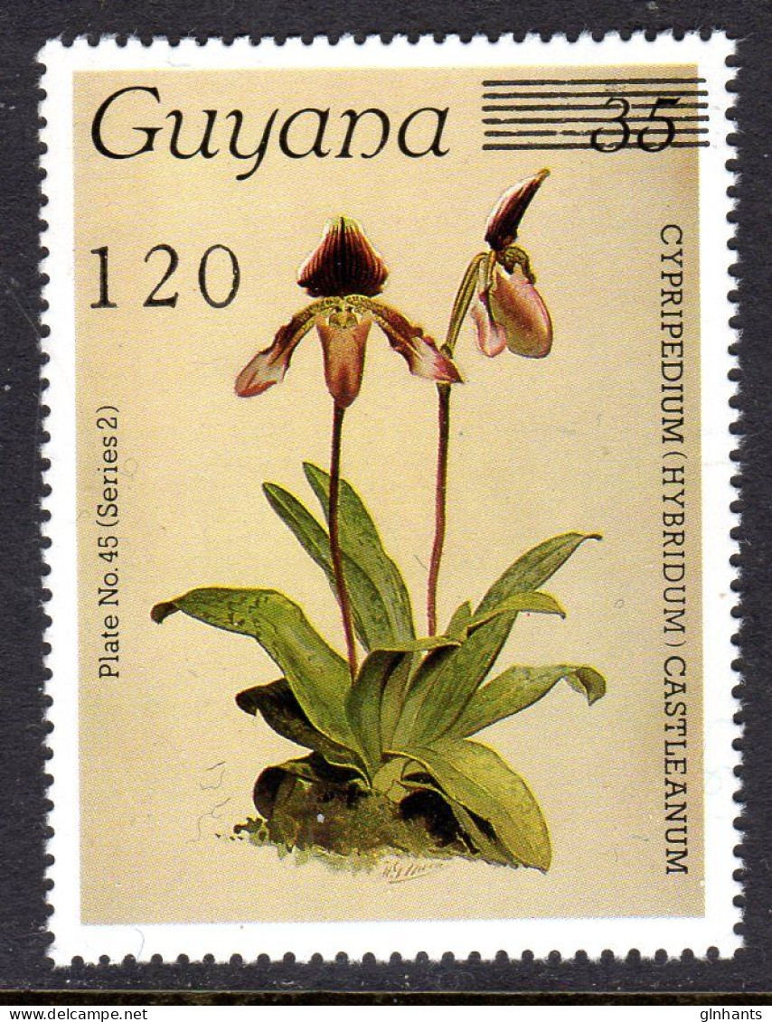 GUYANA - 1988 REICHENBACHIA ORCHIDS 120 ON 35 OVERPRINT PLATE 45 SERIES 2 FINE MNH ** SG 2371 - Guyana (1966-...)