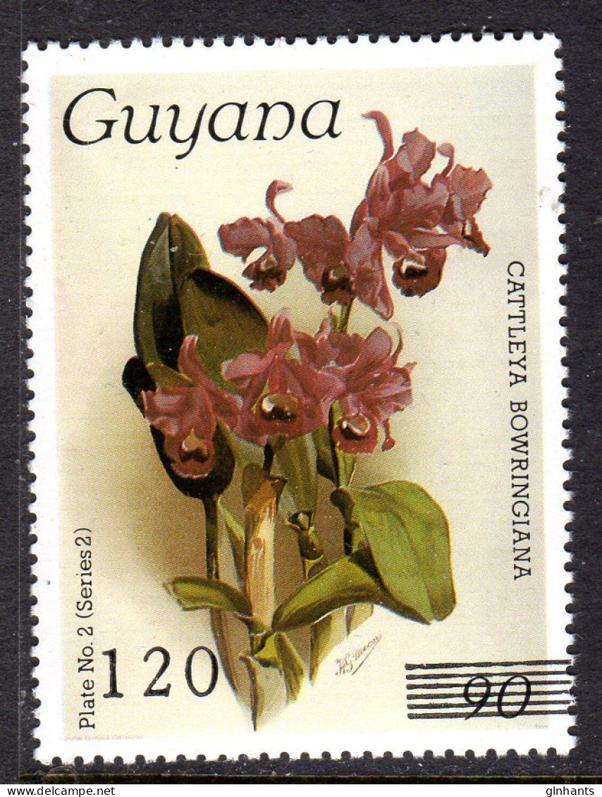 GUYANA - 1988 REICHENBACHIA ORCHIDS 120 ON 90 OVERPRINT PLATE 2 SERIES 2 FINE MNH ** SG 2426 - Guyana (1966-...)