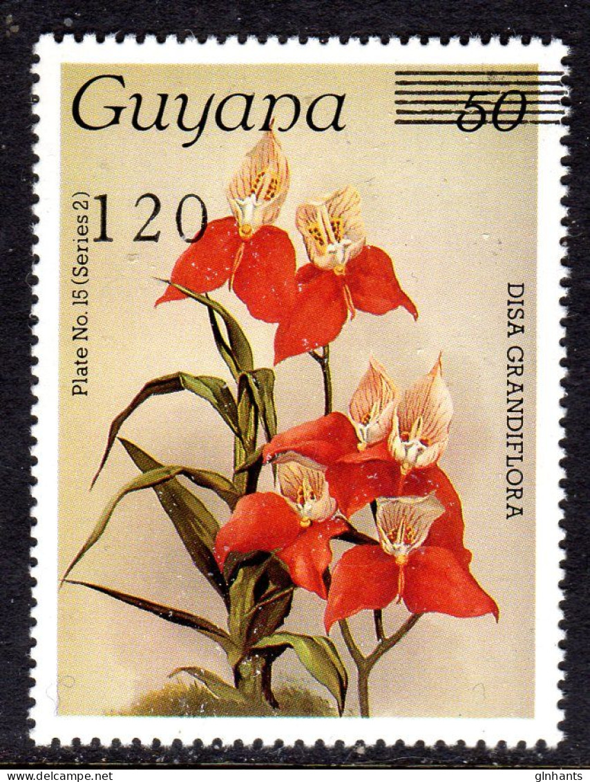 GUYANA - 1988 REICHENBACHIA ORCHIDS 120 ON 50 OVERPRINT PLATE 15 SERIES 2 FINE MNH ** SG 2386 - Guyana (1966-...)