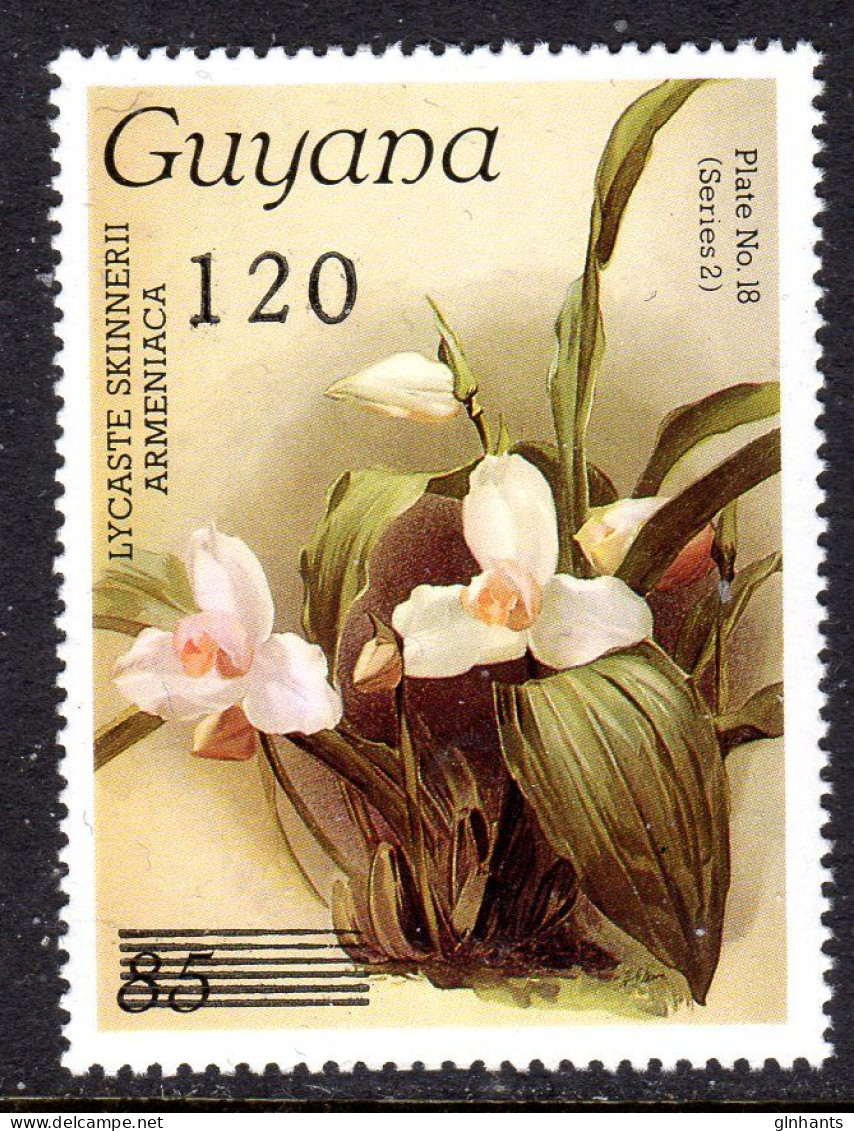 GUYANA - 1988 REICHENBACHIA ORCHIDS 120 ON 85 OVERPRINT PLATE 18 SERIES 2 FINE MNH ** SG 2420 - Guyana (1966-...)