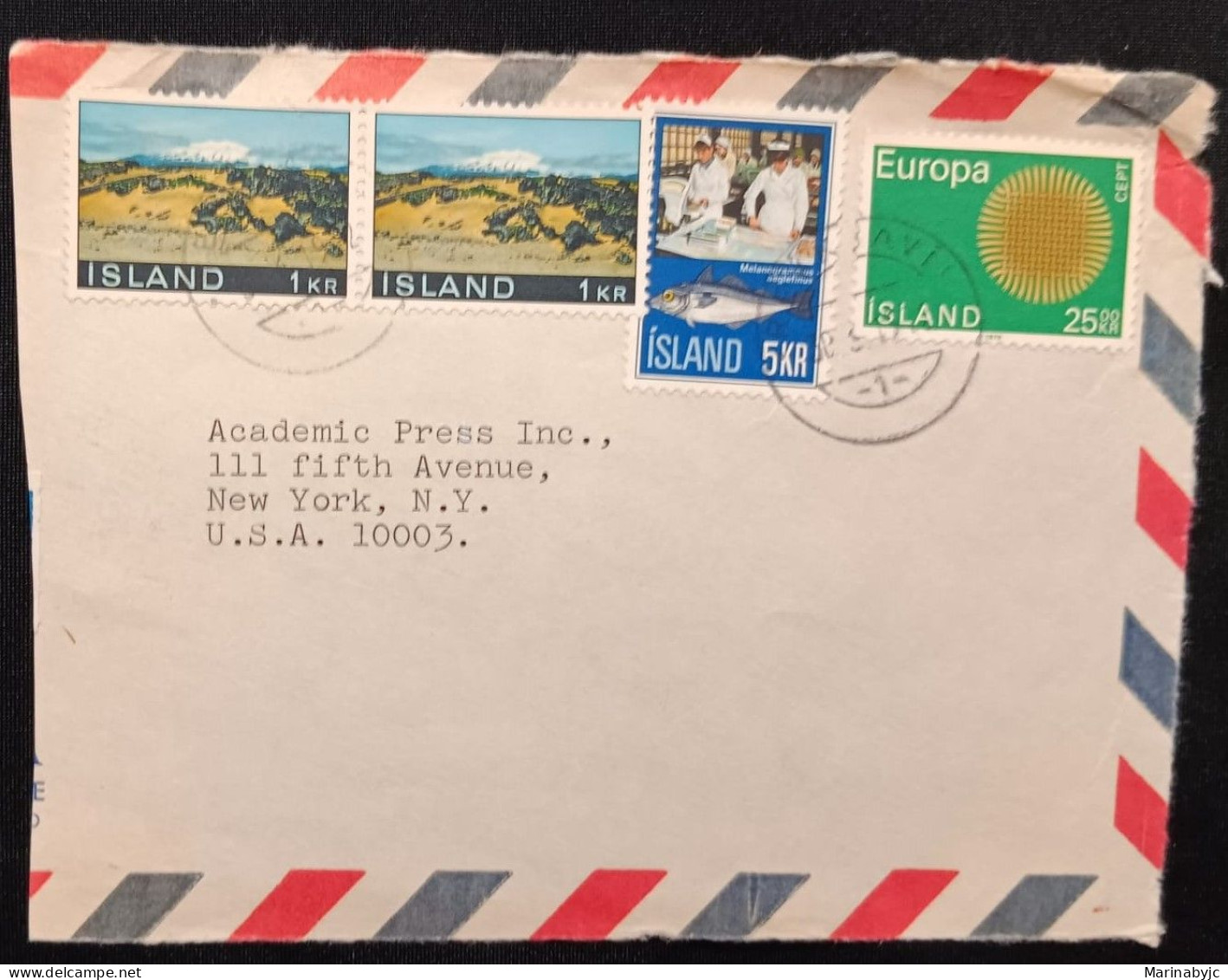 DM)1971, ICELAND, LETTER SENT TO U.S.A, AIR MAIL, WITH LANDSCAPES TOURISM STAMPS, SNAERSFELLSJOKULL, FISH INDUSTRY, WORK - Otros & Sin Clasificación