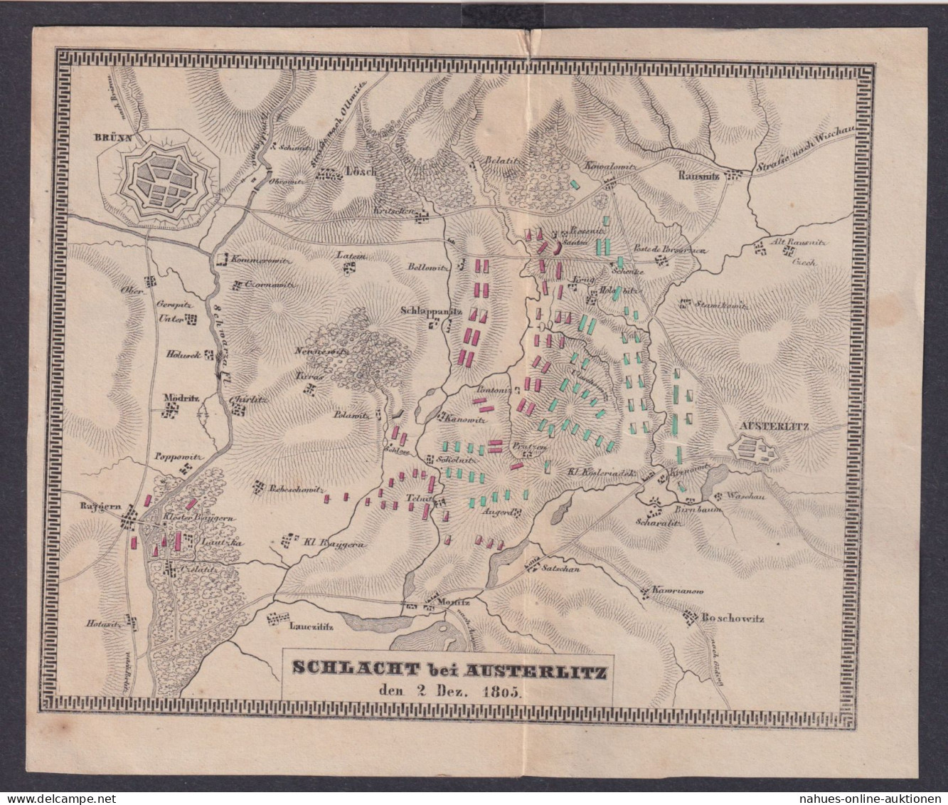 Altdeutschland Napoleon Preussen Schlachtplan Schlacht Bei Austerlitz 02.12.1805 - Andere & Zonder Classificatie