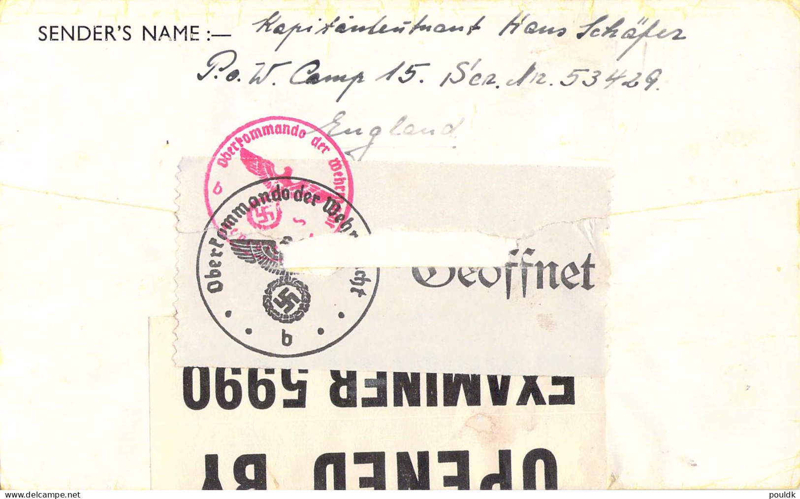 Ten German Prisoner Of War Letters From Kapitänleutenant Belived To Be Submarine U-556 First Leutenant, Writing - Militaria