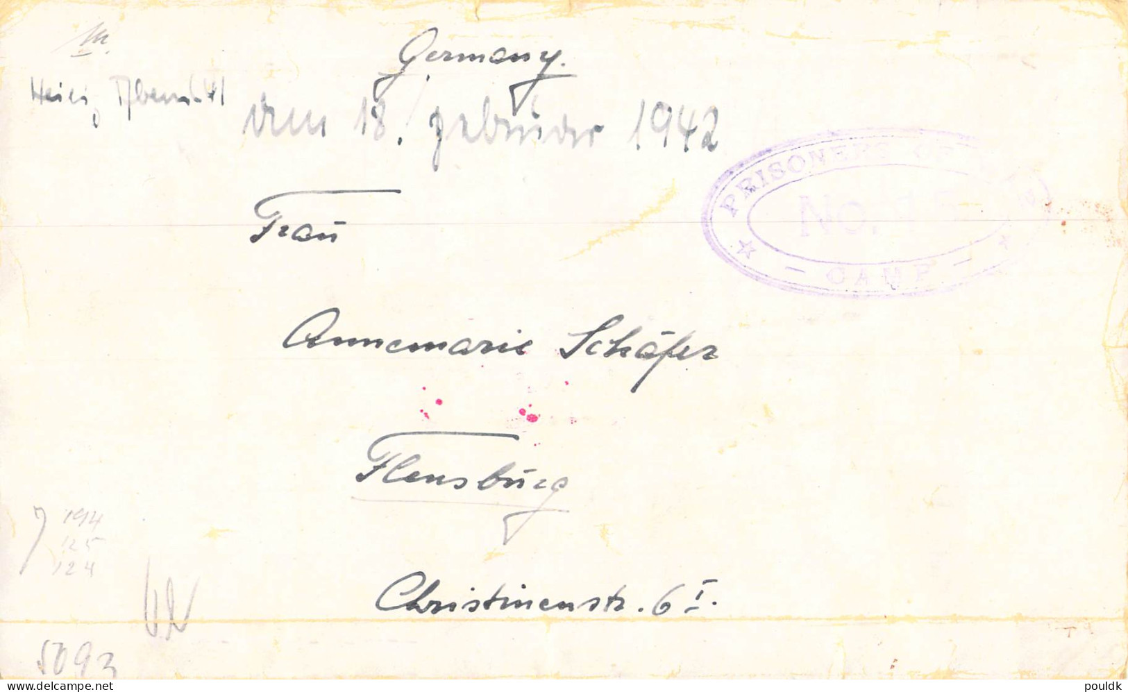 Ten German Prisoner of War letters from Kapitänleutenant belived to be Submarine U-556 First Leutenant, writing