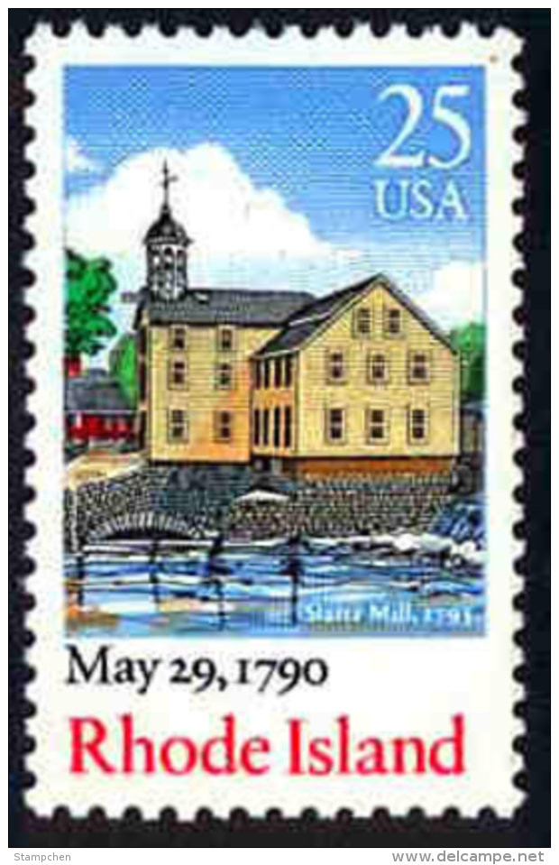 USA 1990 Constitution Bicentenary-Rhode Island Stamp #2348 Architecture Bridge Church - Ponts