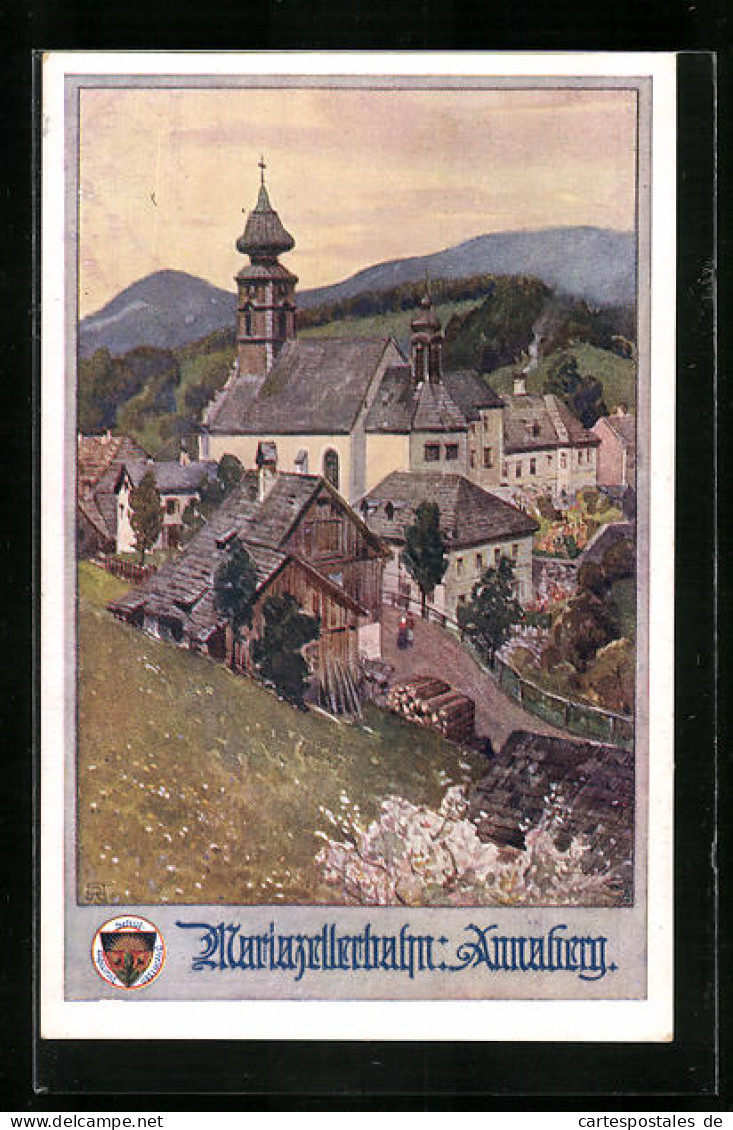 AK Deutscher Schulverein Nr. 715: Annaberg A. D. Mariazellerbahn, Kirche Im Ortsbild  - War 1914-18