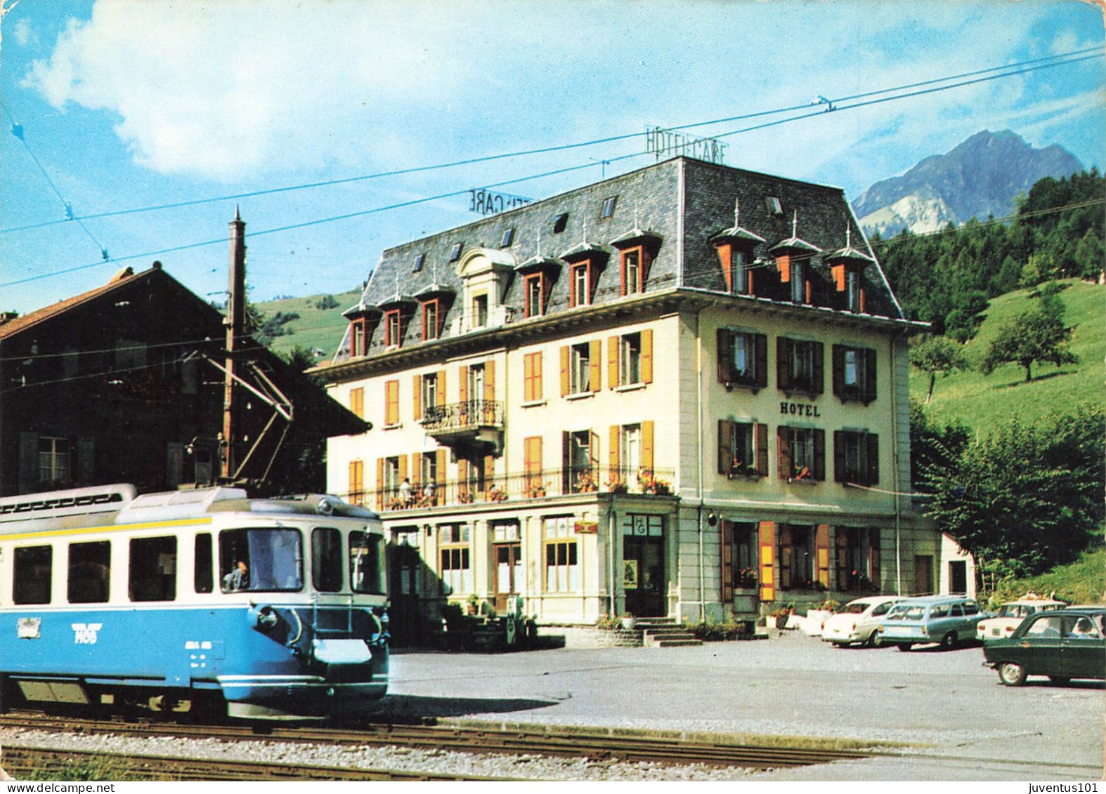 CPSM Montbovon-Hôtel De La Gare Et Vanil Des Artses-RARE-Tramway      L2795 - Montbovon