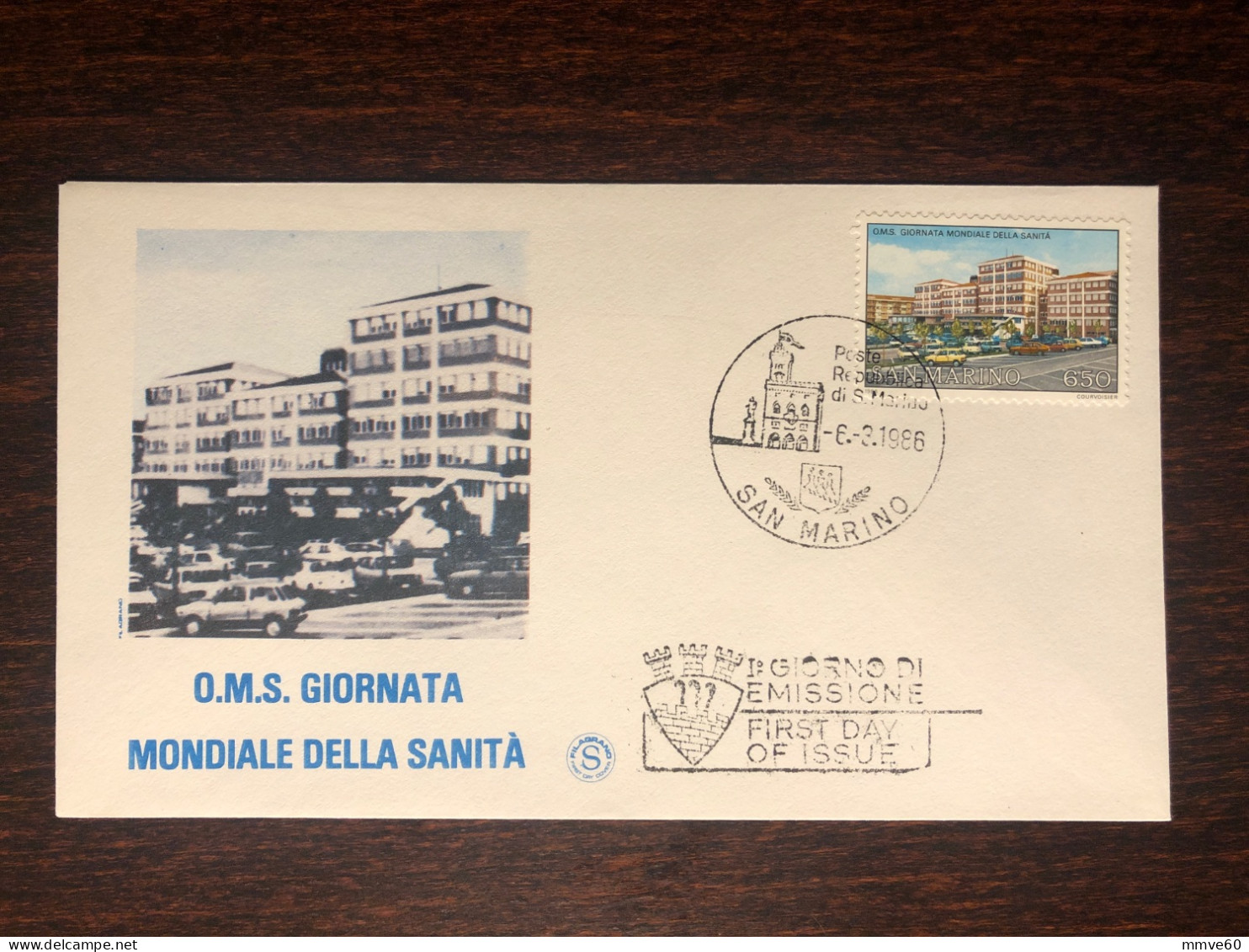 SAN MARINO FDC COVER 1986 YEAR HOSPITAL HEALTH MEDICINE STAMPS - FDC