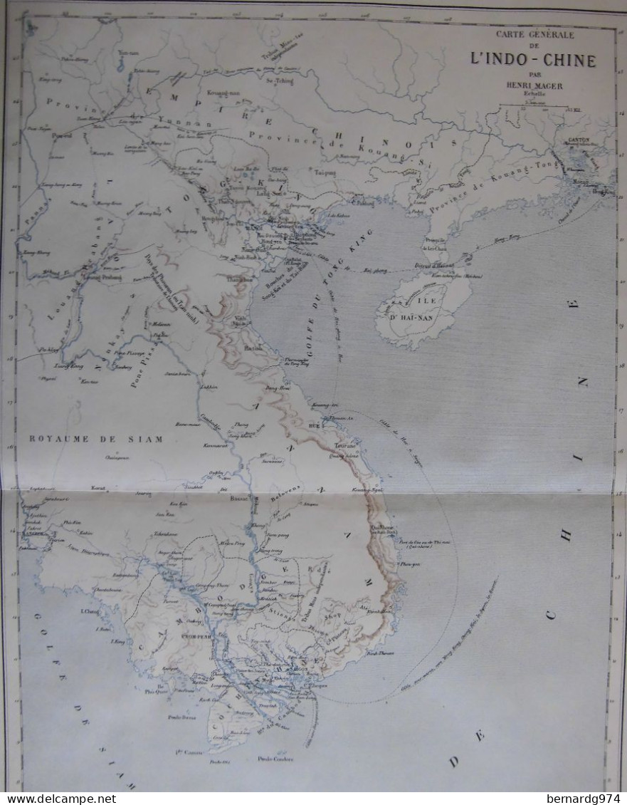 Vietnam Cambodge Tonkin : Trois Grandes Cartes Par Mager (1890) - Mapas Geográficas