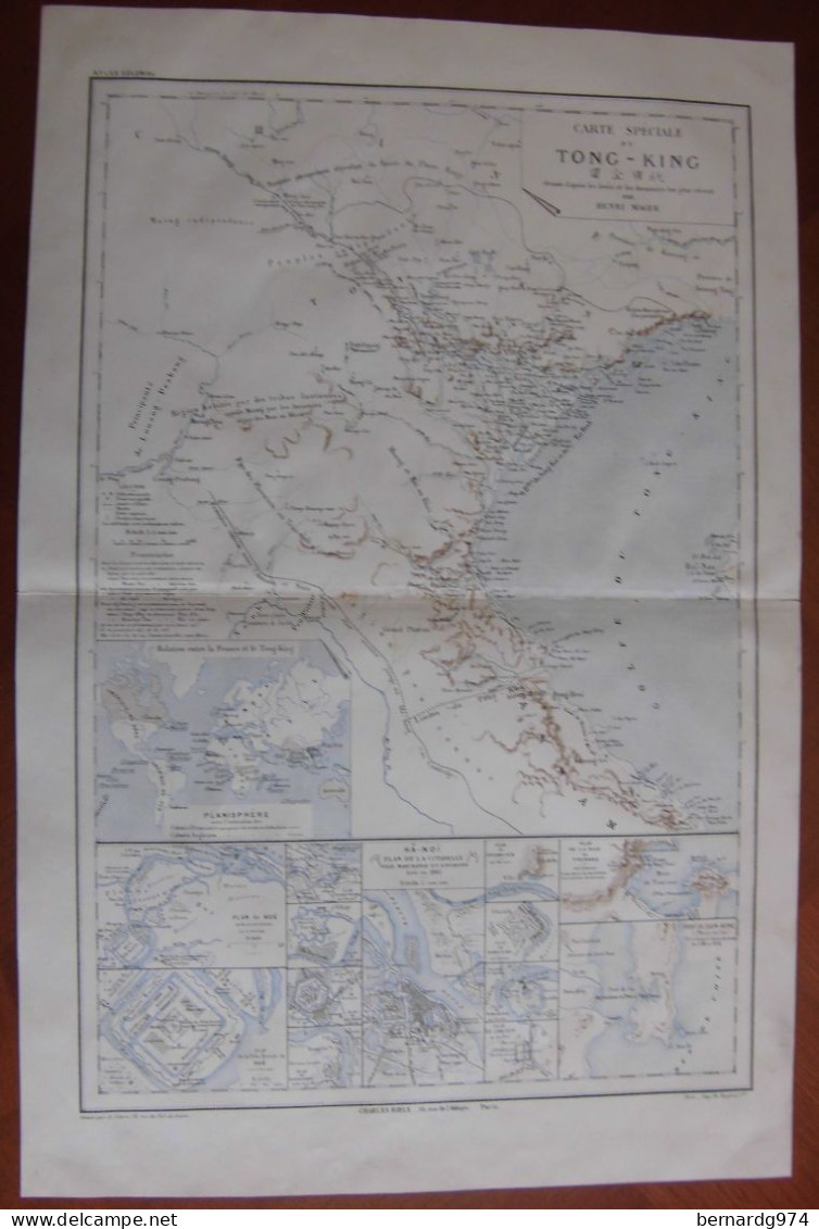 Vietnam Cambodge Tonkin : Trois Grandes Cartes Par Mager (1890) - Mapas Geográficas