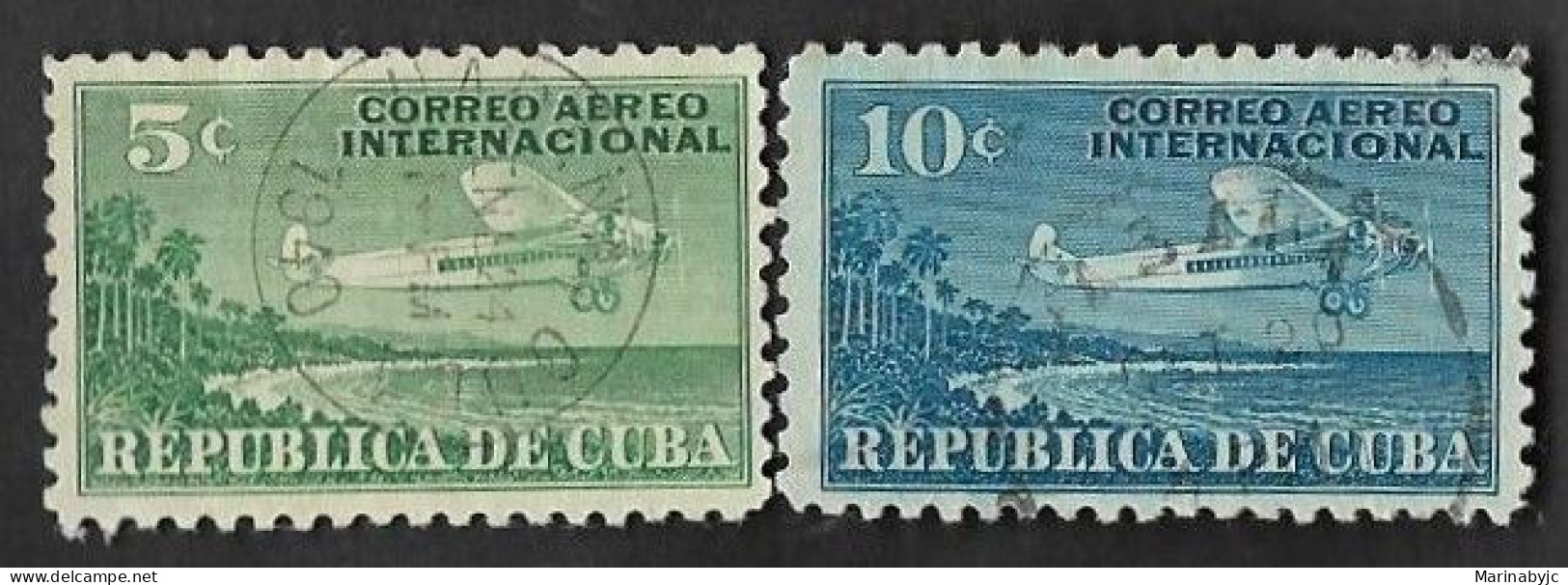 SE)1940 CUBA PAIR OF INTERNATIONAL AIR MAIL PLANE, USED - Autres & Non Classés
