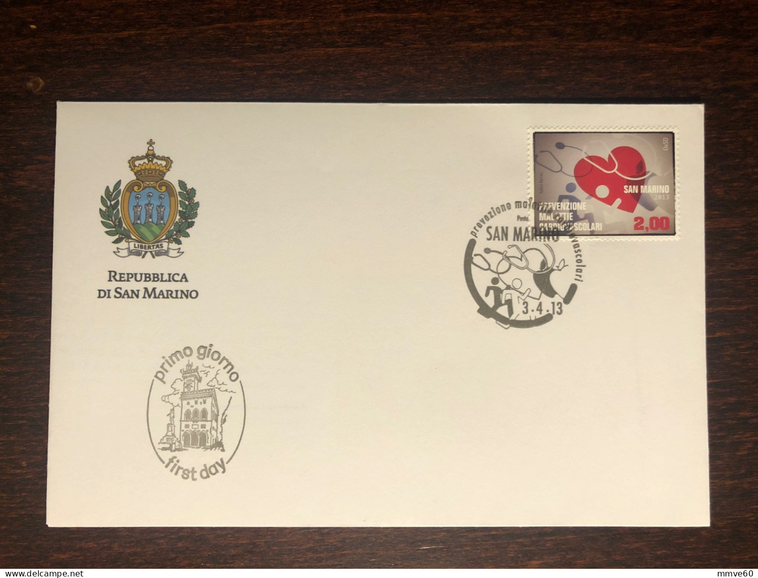 SAN MARINO FDC COVER 2013 YEAR HEART CARDIOLOGY HEALTH MEDICINE STAMPS - FDC