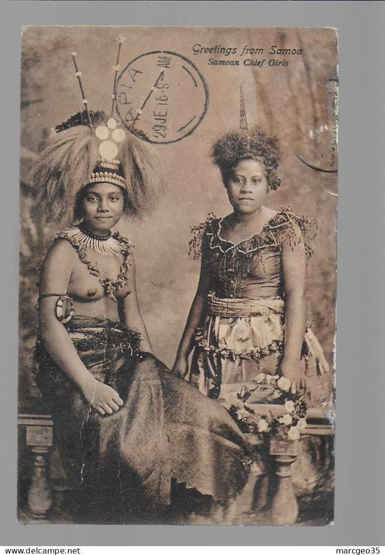 Greeting From Samoa Samoan Chief Girls Femme Aux Seins Nus édit. A. Tattersali Attention Voir état - Samoa