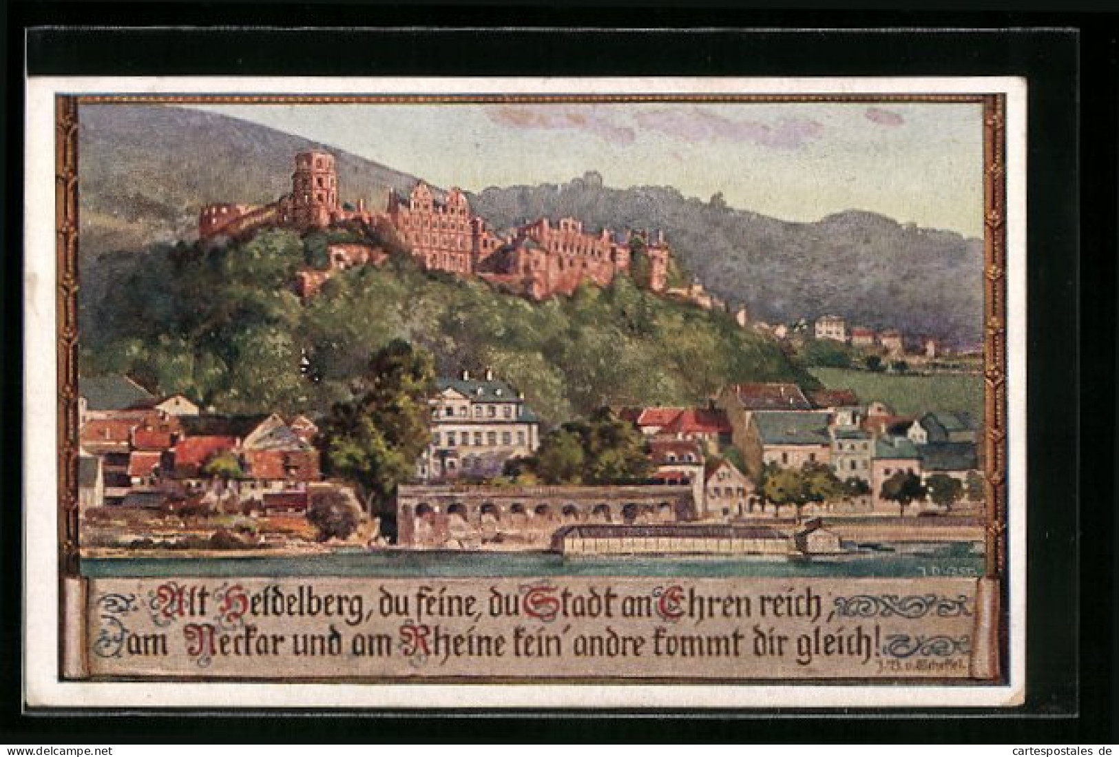 Künstler-AK Alt-Heidelberg, Blick Zum Schloss  - Heidelberg