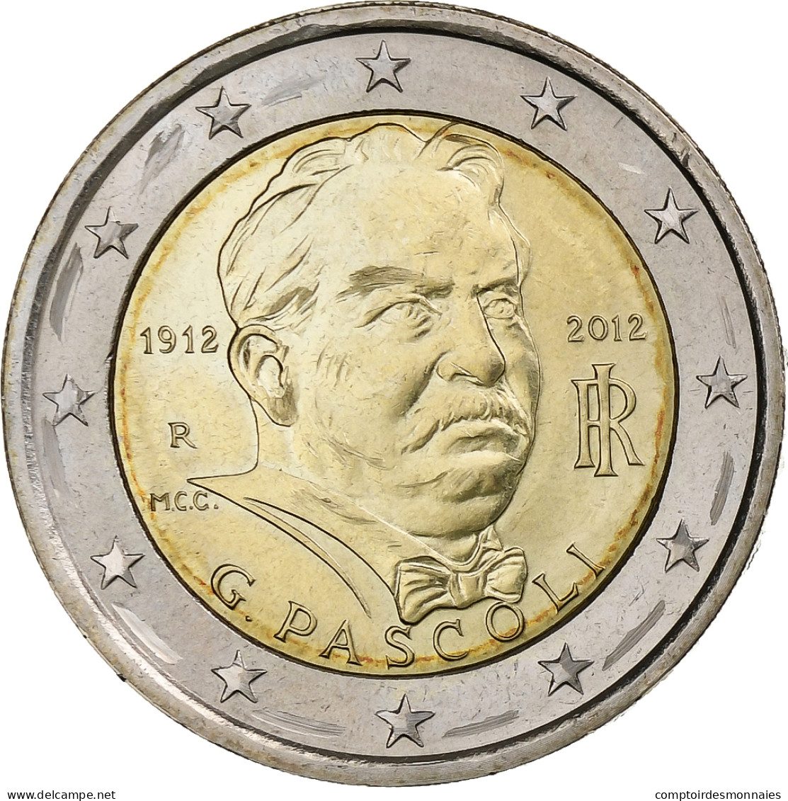 Italie, 2 Euro, Giovanni Pascoli, 2012, Rome, SUP, Bimétallique, KM:355 - Italy