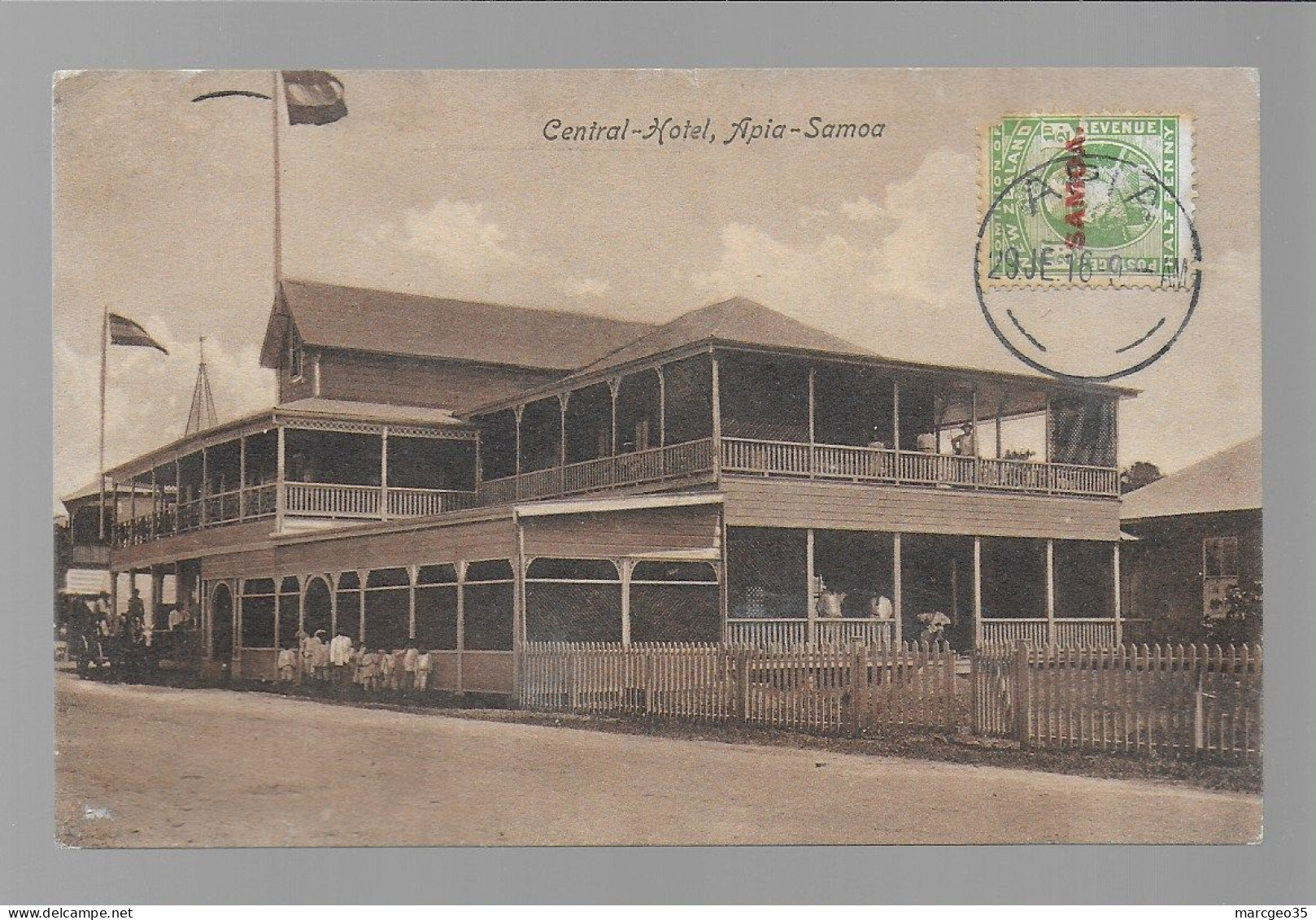 Central Hotel Apia Samoa édit. A. Tattersali Stamp Timbre New Zealand Surchargé Samoa - Samoa