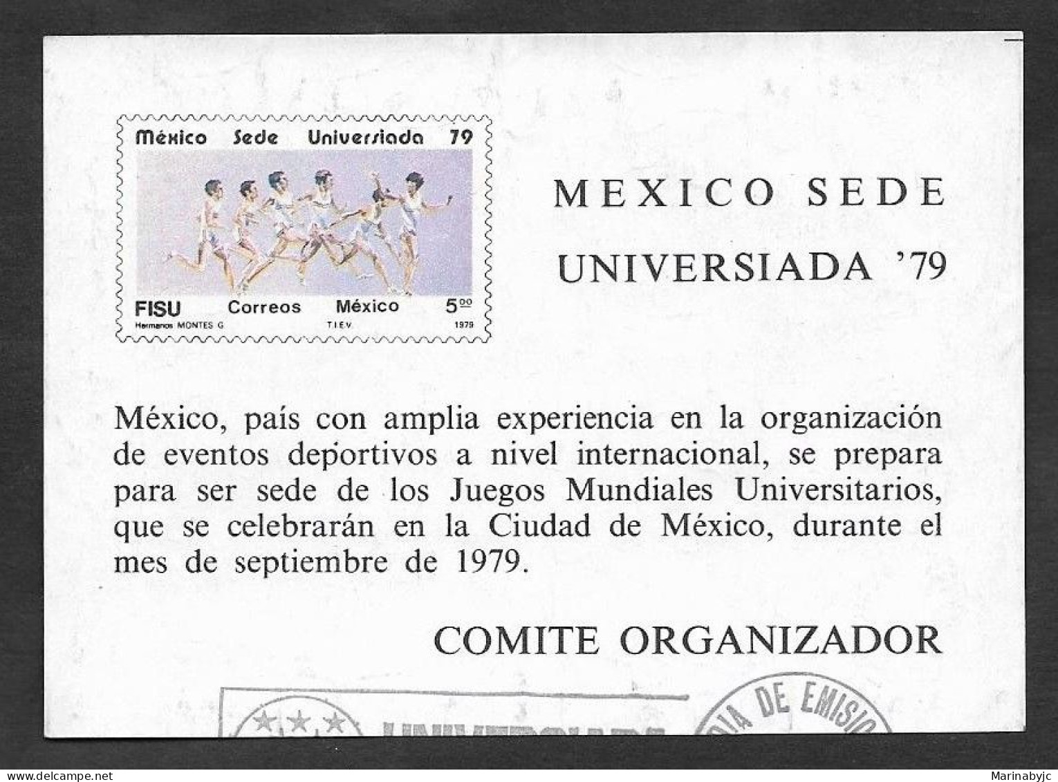 SE)1979 MEXICO, SPORT SERIES, MEXICO UNIVERSITY HEADQUARTERS '79, RUNNERS 5P SCT 1181, IMPERFORATED SS, CTO - Messico