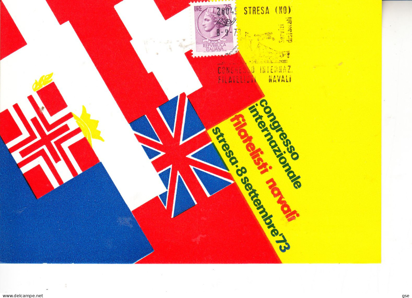 ITALIA   1973 -annullo Speciale "Congresso Int. Filatelisti Navali" - Stresa - Briefmarkenausstellungen