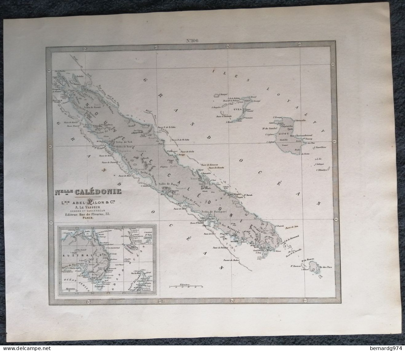 Nouvelle-Calédonie :  Grande Carte Par Abel Pilon Et  Dossier Pédagogique Avec Carte (1890) - Landkarten