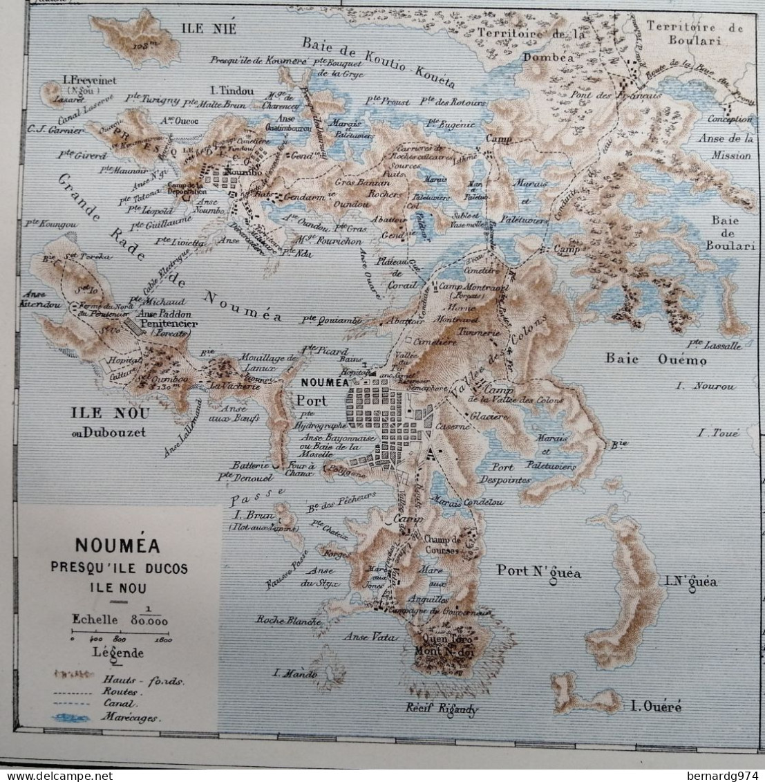 Nouvelle-Calédonie :  grande carte par Abel Pilon et  dossier pédagogique avec carte (1890)