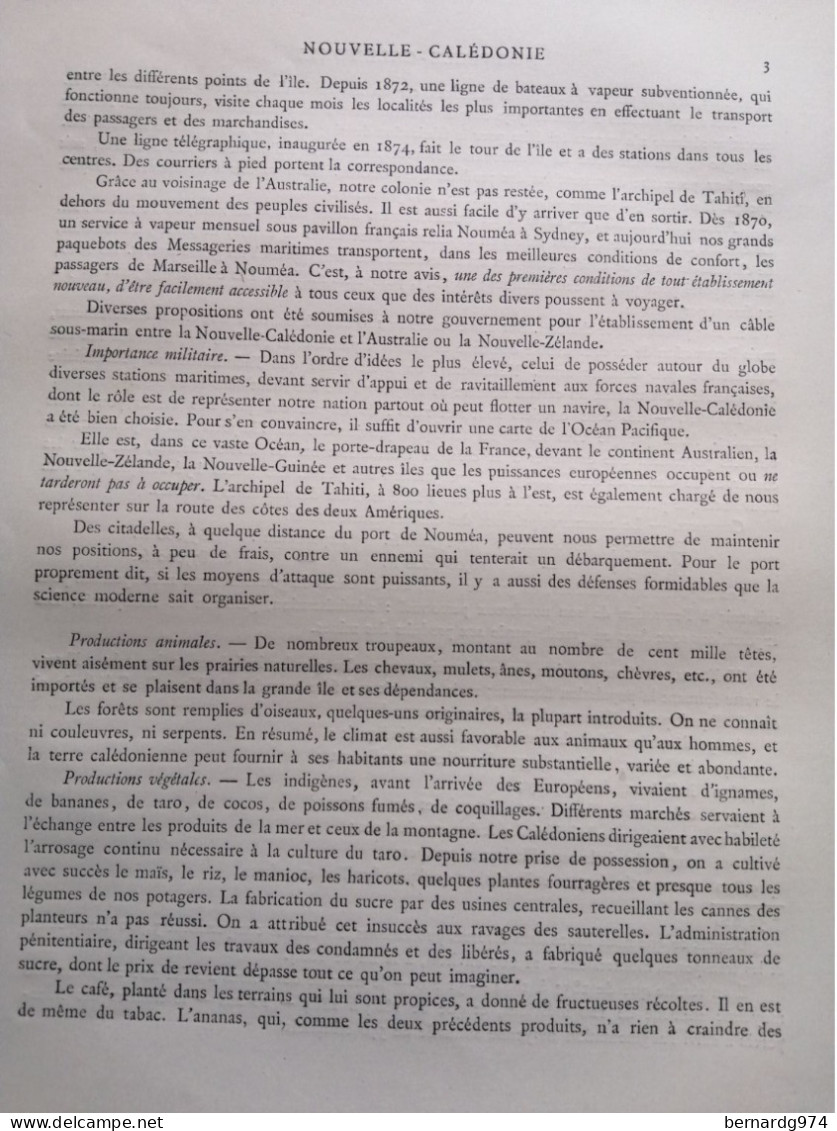 Nouvelle-Calédonie :  grande carte par Abel Pilon et  dossier pédagogique avec carte (1890)